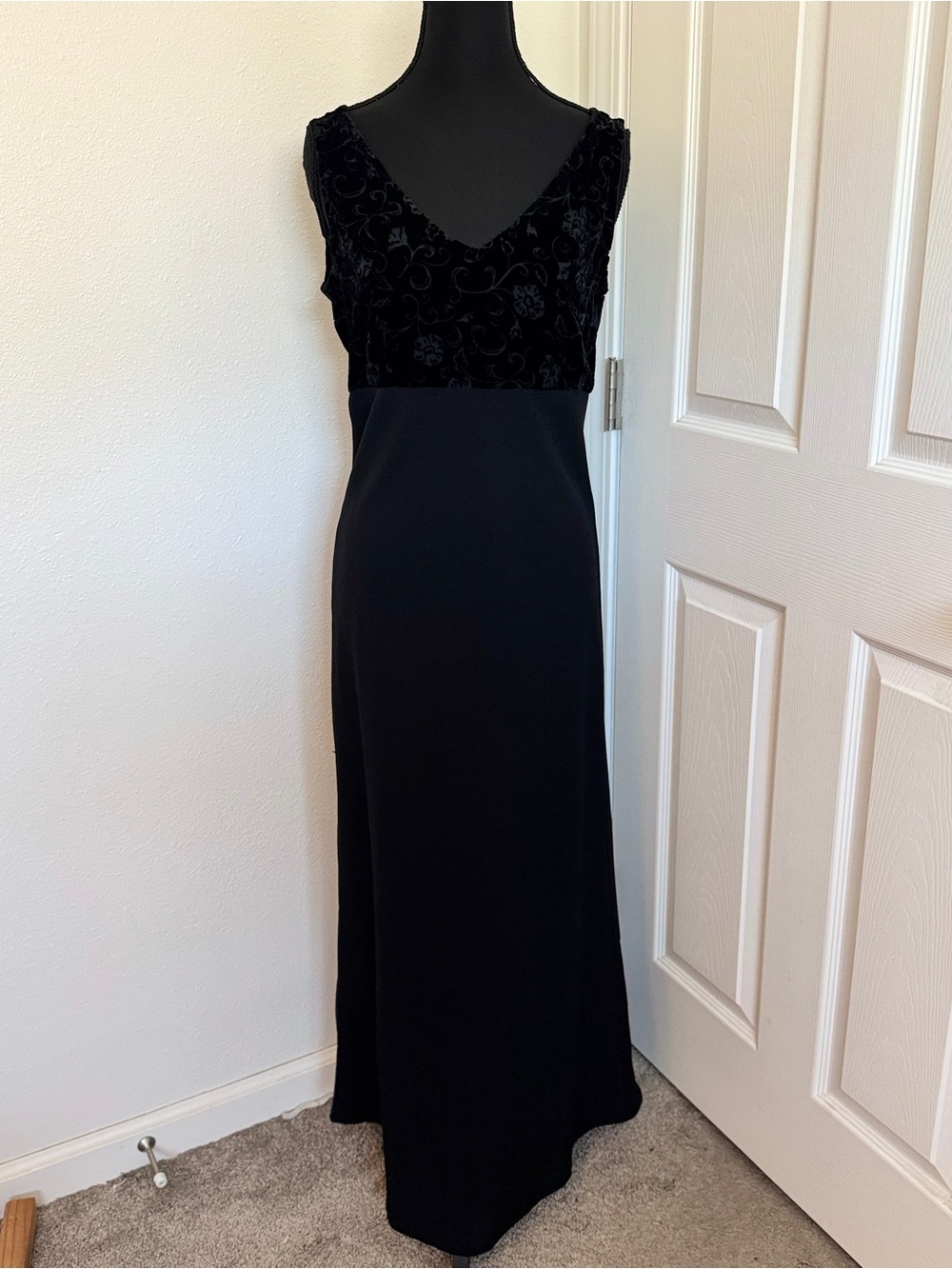 Vintage 90s Johnny Was Collection Silk Maxi Dress Burnout Velvet USA Rare XS - Picture 2 of 7